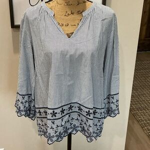 Old Navy Striped Blouse with Floral Lace